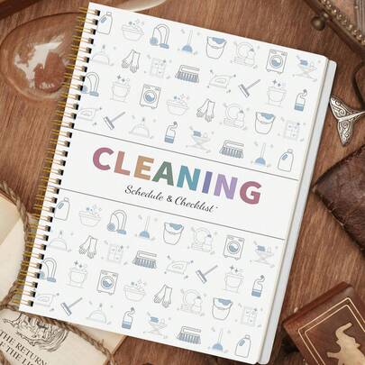 2026 Planner Daily Cleaning Schedule, Household Chores, Daily/Weekly/Monthly Cleaning Checklist, Office Supplies, Mom's Memo, Adult Calendar, Black & White Efficient Cleaning Plan Cleaning Notebook, School & Office Supplies, Back To School