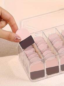 1个日常隐形眼镜收纳盒 - 8格透明塑料收纳盒，适用于收纳隐形眼镜、数据线、化妆品、珠宝和发饰 - 便携式桌面收纳盒，带透明隔板，无需电源，小巧设计，适合旅行和居家使用，女士礼物，圣诞礼物，女士送礼佳品 - 彩色 - 查看 9