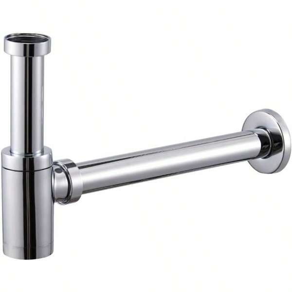 Deodorant Bottle Trap Bathroom Sink Faucet Drain Pipe Round Chrome-Plated Adjustable Drain Outlet, All-Copper Wall Drain (Chrome-Plated) Straight Pipe
