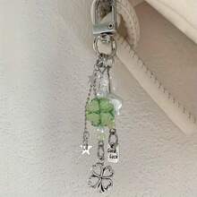 1pc Lucky Four-Leaf Clover Phone Charm – Stylish Car & Bag Pendant, Perfect Gift For Men & Women, Ideal For Holidays & Special Occasions - Cỏ ba lá - Xem 5