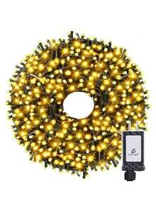 Gran exhibición de iluminación: guirnalda de luces de 20 metros de longitud con 200 LEDs, guirnalda de luces navideñas solares recargables de 3 metros de longitud con 20 LEDs - Luz amarilla - Ver 4