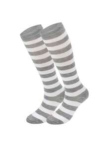 1 Pair Women's Striped Knee-High Socks, Striped Socks For Cosplay, European And American Sports & Casual Style, Calf Socks - Multicolor - View 21