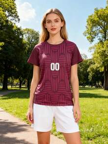 2025 Customized Sports Jersey, Summer Outdoor Sports Singlet Short Sleeve, Women's Sports Team Club Training Jersey Top With Front & Back Printed Name & Number, Breathable Quick-Dry Casual Everyday Wear, Party Outfit