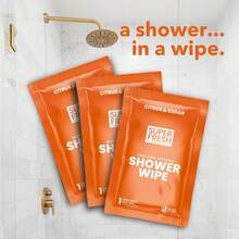 Super Fresh Shower Wipes Large Citrus & Cedar Body Wipes For No Rinse Bathing Personal Hygiene Gym Travel Or Camping Enriched With Aloe And Vitamin E 20 Individually Wrapped  Sheets,25837885 - 黑色 - 查看 2