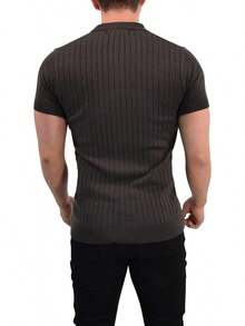 JOHN LEOPARD - Men's Knitted Polo Shirt - Army Green - View 3