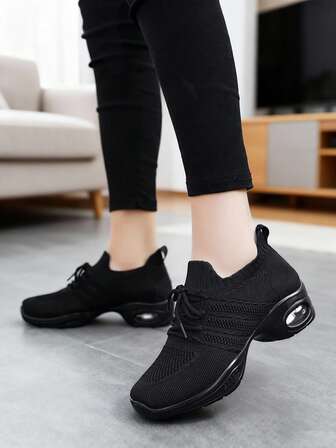 Spring And Autumn Women's Dance Shoes, Mesh Breathable Air Cushion Comfortable And Versatile Modern Dance Shoes, Lightweight Square Dance Shoes, Park Outdoor Height Boosting Walking Shoes, Running Shoes, Sports Shoes