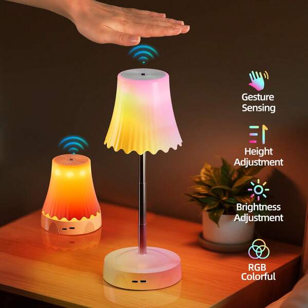 Lámparas de mesa inteligentes LED modernas y sencillas, luz nocturna con carga USB, batería recargable incorporada, control de sensor de gestos, cambio de luz de tres colores y siete colores RGB, luz de ambiente para sala de estar, dormitorio, lámpara de escritorio de estudio.