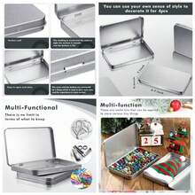 2 Pack Rectangular Metal Tin Box With Lid Metal Hinged Lid Tin Empty Box Container Storage Watercolor Jewelry Pen Eraser Pill Candy Organize. 0x 4.2x 0.6'' Sliver - Sliver + 4 - View 1