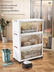 1个免组装折叠储物柜，多层塑料收纳整理架，家用可折叠鞋架、衣柜、客厅玩具零食收纳架，加厚便携式折叠储物架，玩具、零食、衣物收纳整理盒，客厅卧室便携式衣柜，圣诞礼物 - 彩色 - 查看 5