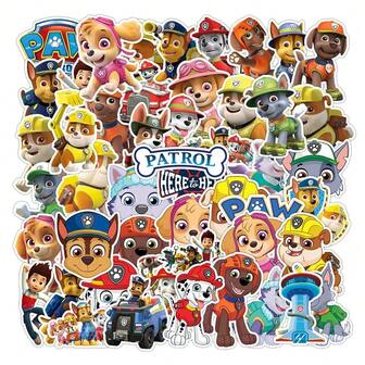  50PCS Cool Cute PAW PATROL Anime Cartoon Stickers DIY Scrapbook Luggage Guitar Laptop Phone Skateboard Wall Decals Graffiti Fans Gifts For Boys Girls