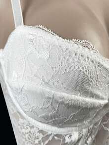 weiweihu Sexy See-Through Mesh Lace Pleated Bow High Slit Suspender Skirt 2-Piece Set  Lingerie Set  Lingerie For Women Halloween Costumes For Women Lenceria Sexy Para Mujer Halloween Costumes  Birthday Dresses For Women Christmas Gifts  Pijamas Navideñas Familia Thanksgiving Outfit Women  Christmas Lingerie  Christmas Pjs - 白色 - 查看 2