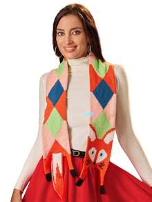 1 pieza Bufanda de mujer con diseño lindo de zorro, para niños y niñas, de poliéster suave