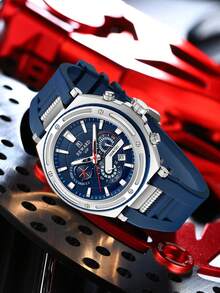 Reloj de cuarzo para hombres REWARD, estilo de negocios y moda, con calendario, manecillas luminosas y funciones multifuncionales. Diseño clásico con correa de silicona de alta calidad, un excelente regalo - Oro rosa - Ver 9