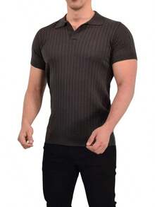 JOHN LEOPARD - Men's Knitted Polo Shirt - Army Green - View 4