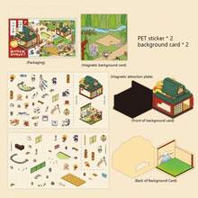 2 Sheets Cat's Lazy Day Series Cute & Fun Creative DIY Scenery Stickers, 2 Sheets Pet Stickers + 2 Sheets Background Cards - Multicolor - View 9