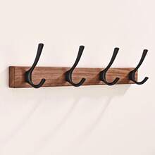 Wood Coat Rack Wall Mount With 4 Hooks, Heavy Duty Wooden Jacket Hanger Door Mounted For Decorative Entryway And Bathroom Hanging Towel Backpack Purse Clothes Hat Key Black, Rustic Modern Farmhouse Wall‑Mounted Hook Organizer For Hallway Bedroom Mudroom Closet Dorm Office Porch, Space‑Saving Sturdy Coat And Accessory Storage, Versatile Multipurpose Hook Rail For Seasonal Gift Idea - Multicolor - View 11
