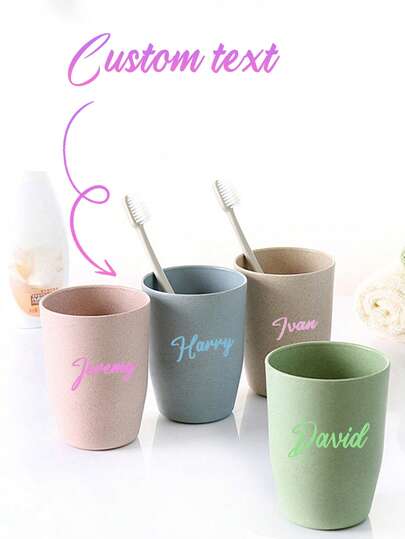1pc Personalized Wheat Straw Cup With Customized Name Reusable Drinking Cup, Daily Water Cup & Bathroom Toothbrush Holder, Ideal For Holiday Gifts, Home Use, Office & Christmas Decorations,Back To School,Perfect For Ramadan, Eid, Valentine'S Day, Christmas, Or Thanksgiving.