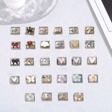 1/5/10 piezas Módulos de acero inoxidable, serie de corazón, flor y lazo - Ideal para hacer pulseras, anillos y regalos DIY