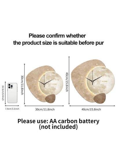 1pc 2D Flat The Texture Blocks On Surface Of Planet Silently Wand Clock, Super Silent Quartz Movement, No Ticking, ating Clocks In Living Rooms, Bedroom, Offices, Kitchens, Cafes, Perfect ative Friends Family Home Back To School Room Supplies view 5