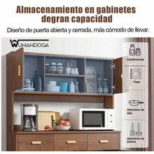 Gabinetes Organizador Cocina Mueble Para Microondas Bufetera Mueble con 5 Puertas - Marrón - Ver 7