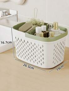 1pc Plastic Bath Basket - Portable Bathroom Storage Box With Handle, Used For Storing Toiletries, Soap And Towels, Bathroom Storage Items And Storage Bathroom Accessories Bathroom Tools - Multicolor - View 7