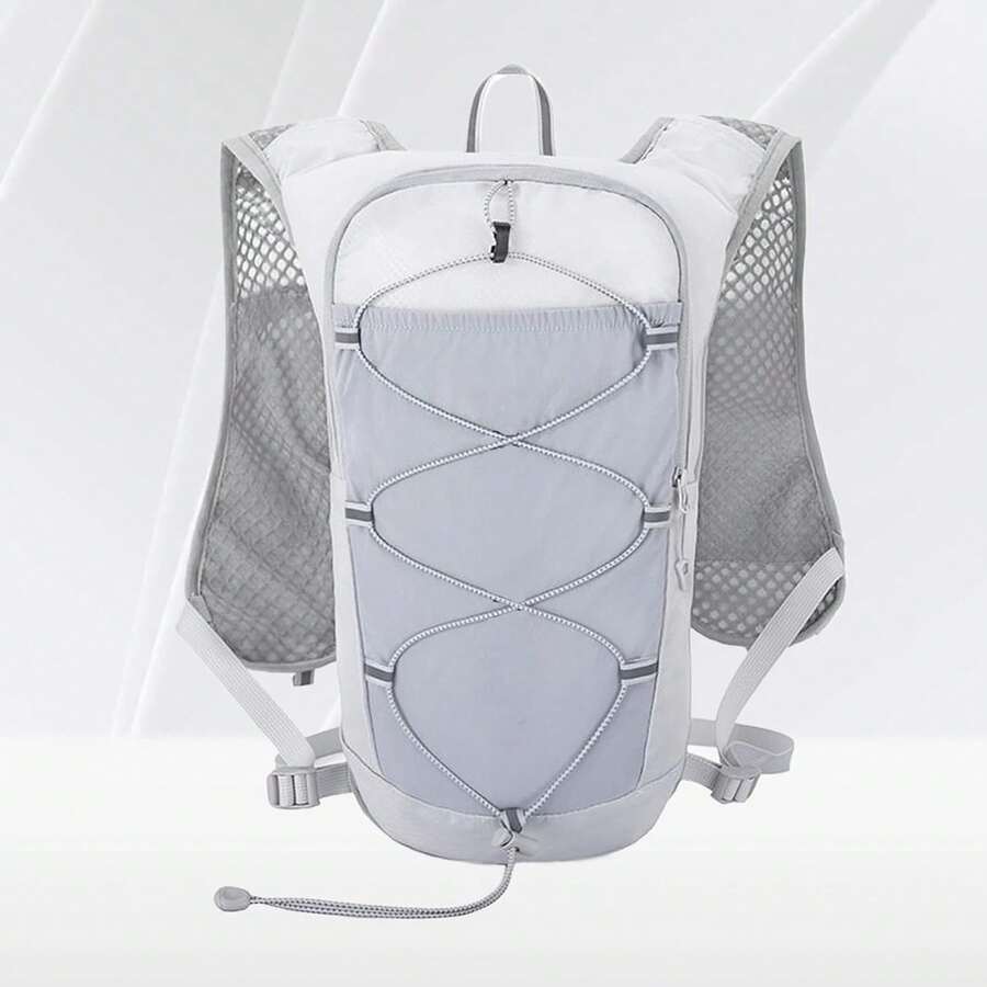 Breathable Reflective Running Hydration Vest, Adjustable Lightweight Water Pack Chest Backpack With Multi Pockets, Hiking Hydration Daypack Fitted With Flexible Chest Straps, Perfect Cycling, Running, Hiking And Biking Outdoor Sports Gear - Grey - View 1