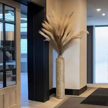 30-Inch Boho Brown Resin Tall Vase, Embossed Striped Texture, Modern Minimalist Floor Vase, Suitable For Living Room, Entryway, Fireplace, Office Decor, Artificial Flowers & Pampas Grass Container, Versatile Decor Vase For Halloween And Christmas Home Decor Room Decor Flower Vase Glass Vase