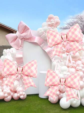 1/2 st rosa rutiga rosettfolieballonger, lämpliga för födelsedagsfestdekoration, förlovningsbröllop, bruddusch, prinsessfest, temafestdekoration, babyshower, rosetttema, fotorekvisita, jubileumsdekoration