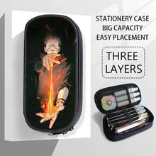 1pc Gojo, Yuji, Sukuna, Geto, Nanami, Megumi Anime Themed Personalized Cartoon Cute Pattern Canvas Tote Bag, Pencil Case, Office Stationery Pouch, Large Capacity Zipper Pen Bag, Suitable For Office Supplies, Christmas, Halloween, Back To School Gifts - Multicolor - View 13