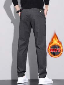 Quần dài nam dày dặn, màu trơn, kiểu dáng thường ngày, có lớp lót giữ nhiệt. - Màu xám đen - Xem 5