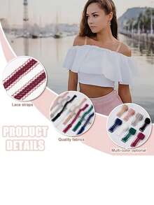 Bridal Shoulder Strap,Women Bra Straps Replacement Decorative Wave Striped Lace Trim Shoulder Belts