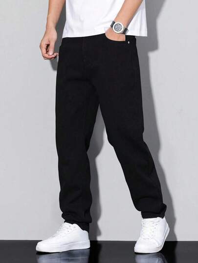 Personalized Ins Style Light Black Denim Jeans For Teen Boys