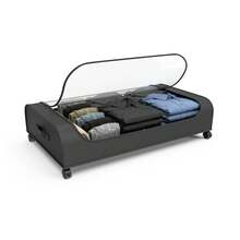 Under Bed Storage Organizer With Wheels Clear Top Underbed Storage Container For Clothes Shoes Blankets Foldable Under Bed Storage Bin With Handles For Bedroom Closet - Black - View 8