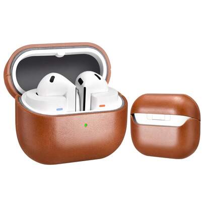 Earphone Case Compatible For Galaxy Buds 3/ Buds 3 Pro, Genuine Leather Case And Led Light Visible For Samsung Buds 3/3 Pro 2025