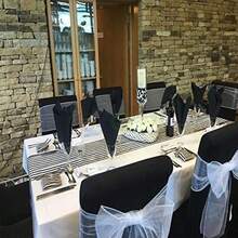 10pcs White Folding Chair Covers - Suitable For Weddings, Parties, Dining And Banquets - Universal Washable Folding Chair Slipcovers - Elegant Event Decor - Multicolor - View 9