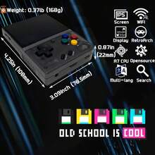 Consola de juegos portátil Retro MIYOO Mini Plus V2 Mini + pantalla IPS consola de videojuegos clásica sistema Linux regalo para niños - Cristal negro - Ver 7