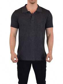 JOHN LEOPARD - Men's Knitted Polo Shirt - Grey - View 5
