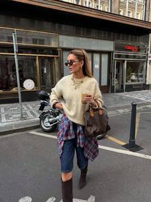 SOOKAUG Cozy Thick Round Neck Merino Wool Women Soft & Warm Pullover Sweater, Suitable For Autumn/Winter - Butter Yellow - View 6