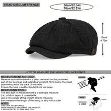 1pc Men's Herringbone Beret, Plaid Newsboy Cap, Casual Outdoor Hat For Street, Business And Party, Suitable For Autumn/Winter