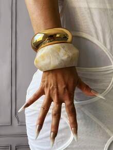 3件套金色手镯，宽口手镯，厚款手镯，手镯套装，送她的礼物 - 彩色 - 查看 7