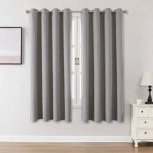 1/2 tấm rèm cản sáng vải lanh, có nhiều kích cỡ cho phòng ngủ, phòng khách, rạp hát tại nhà, phòng ăn, có dây buộc phía sau, màu xám nhạt - Màu Xám nhạt - Xem 41