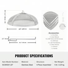 Pantalla redonda para hogueras de 20.0 in, cubierta de metal de acero reforzado resistente, tapa para hogueras al aire libre, cubiertas superiores de fácil apertura redondas con mango de anillo para patio al aire libre, hogueras, patio trasero - Plateado - Ver 7