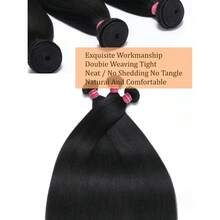 DJulia Hair 12A Yaki Straight Human Hair 3 Bundles 8 10 12 Inch Unproced Virgin Real Human Hair Weave Extensions For Women Clip In Kinky Straight Human Hair Bundles Natural Black - Yaki直發3束 - 查看 3