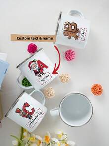 1PC Personalized Name White Enamel Mug, Unique Gift, Suitable For Special Occasions, Personalized Photo Coffee Mug, Custom Camping Mug, Custom Christmas Gift, Personalized Anniversary Photo Mug,Chic Design - Letter Type (C) - View 15
