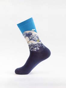 6 Paar Herren Knöchelsocken, verrückte Ölgemälde Serie, bequeme weiche Freizeitsocken