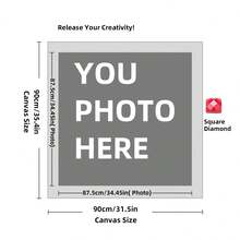 Kit di pittura a diamante personalizzata su misura per adulti, fai da te 5D, arte con punti a forma rotonda/quadrata, con foto, testo e disegno personalizzato, in varie dimensioni (20x25cm), decorazione personalizzata per la casa (Punti rotondi, 30x40cm), kit per adulti, decorazione con pittura a diamanti 5D