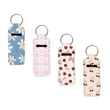 Portachiavi portamatite per rossetti, portachiavi multifunzionali per copertura rossetti, portachiavi comollettaip per balsamo labbra, accessori per borse da donna, regali utili, portachiavi portamatite a motivo leopardato per balsamo labbra, custodia per rossetto e portachiavi portamatite per rossetti elastici aderenti