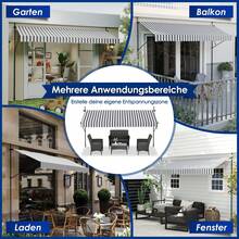 LILIIN Clamp Awning For Balcony 200/250/300/350cm Wide - Awning With Hand Crank, Height-Adjustable Balcony Awning Without Drilling, UV Protection, Sun Protection, Weatherproof (200/250/300/350 X 120cm, Grey-White/Blue-White) - White Grey - View 5