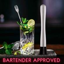 10 Inch Stainless Steel Cocktail Muddle And Mixing Spoon, Home Bar Tool Set - Make Delicious Drinks - Silver - View 2
