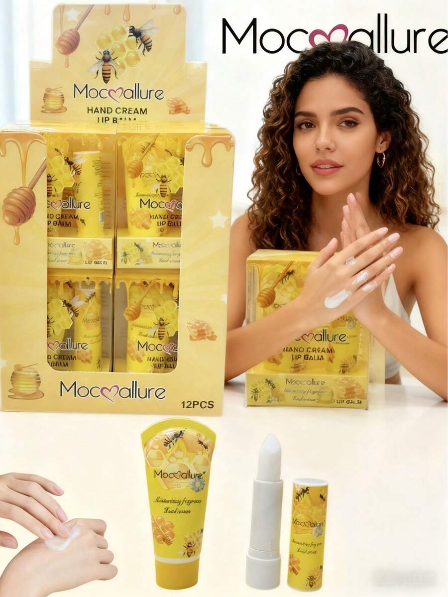 2pieces/1set,Barra de labios con crema de manos - Dorado - Ver 1
